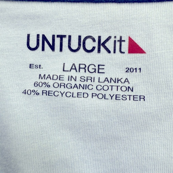 UNTUCKit Men’s Fuder Regular Fit Blue and White Casual Tropical Shirt - Picture 3 of 5